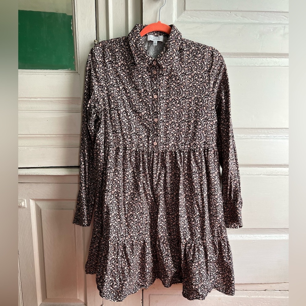100% Cotton Flannel Shirt Dress in Floral Print